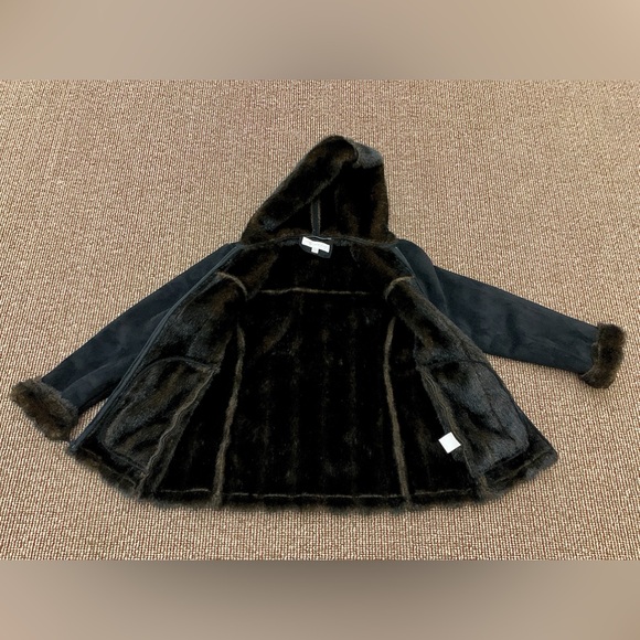 Women’s Small Jones New York Faux Suede Faux Fur Hooded Jacket - Picture 13 of 16